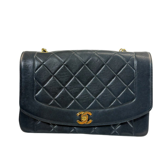 CHANEL ダイアナ マトラッセ チェーンショルダー ラムスキン ブラック