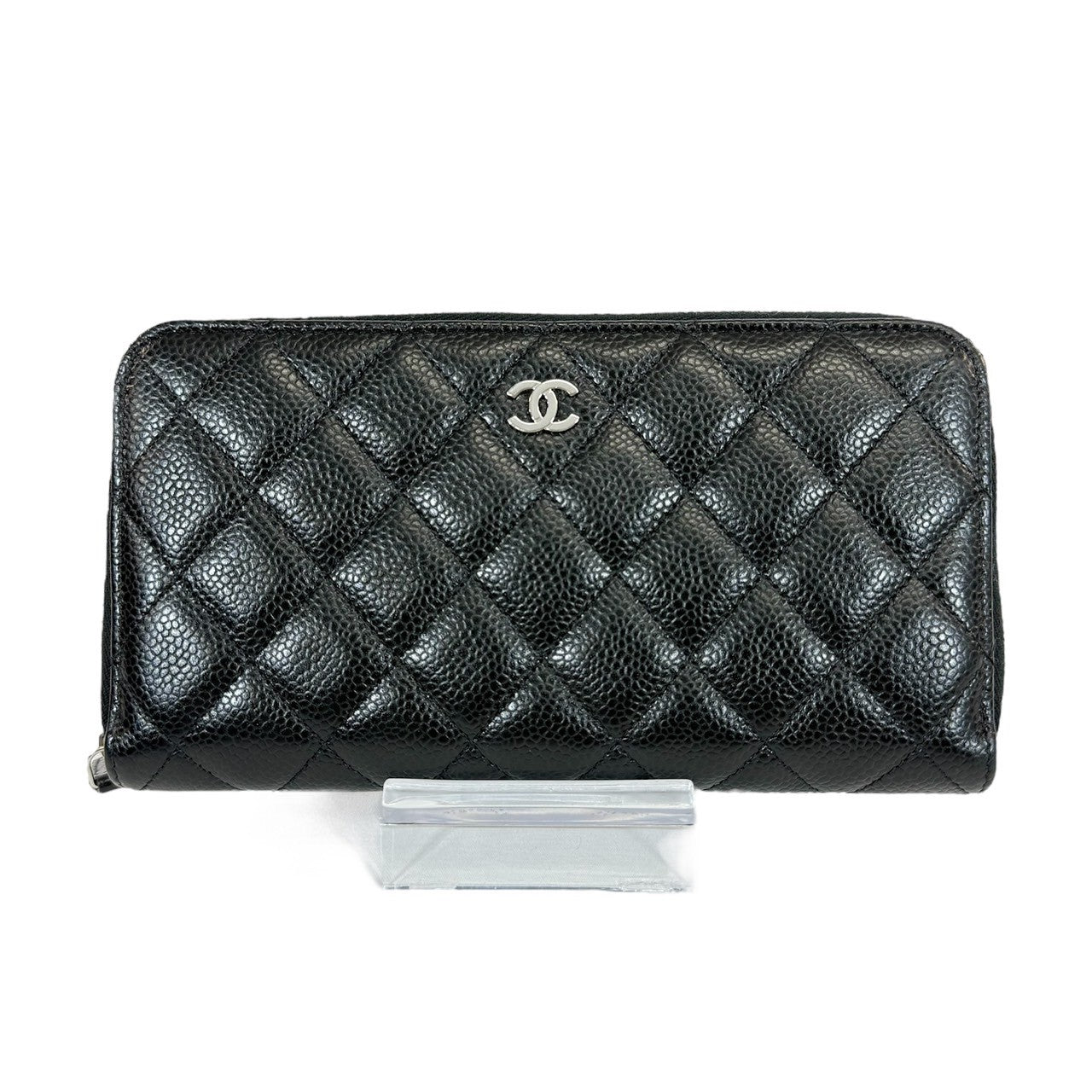CHANEL キャビアスキン マトラッセ ラウンドファスナー 長財布