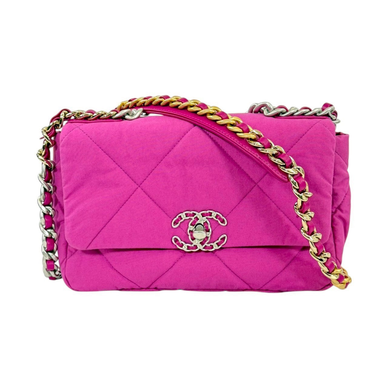 CHANEL シャネル シャネル19 2WAY チェーンショルダー ピンク ゴールド/シルバー金具 AS1161 レディース ラムスキン ハンドバッグ Aランク 中古 銀蔵