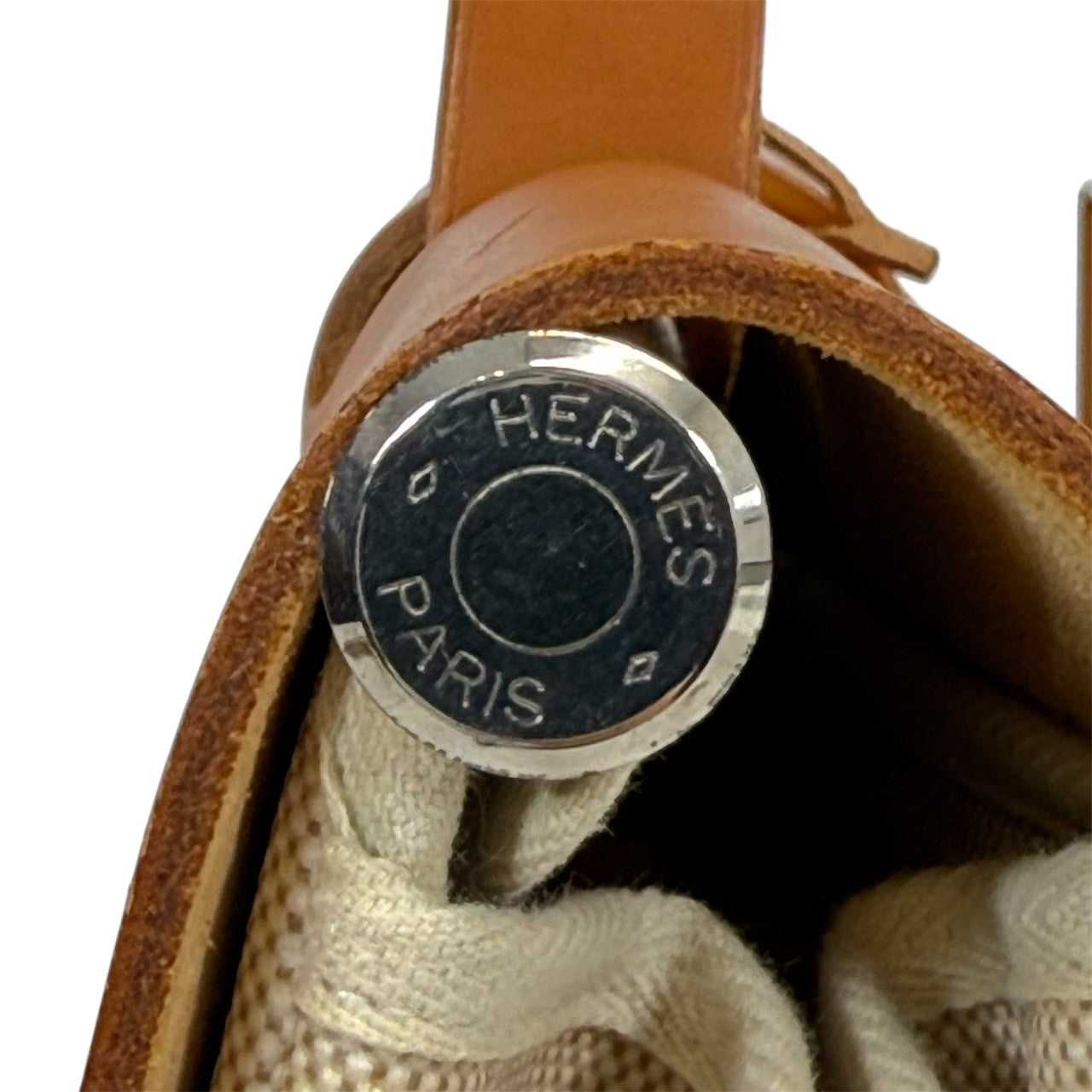 HERMES エールバッグMM □D刻印　2007年　トワルアッシュxレザー ベージュ シルバー金具