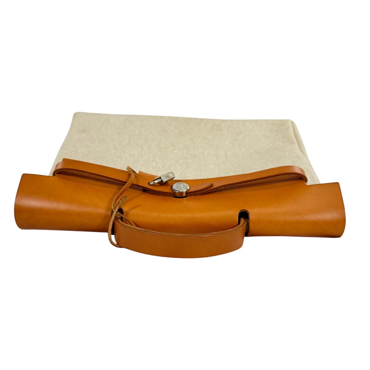 HERMES エールバッグMM □D刻印　2007年　トワルアッシュxレザー ベージュ シルバー金具
