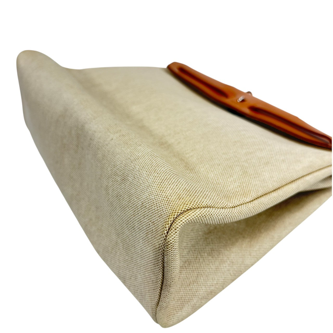 HERMES エールバッグMM □D刻印　2007年　トワルアッシュxレザー ベージュ シルバー金具