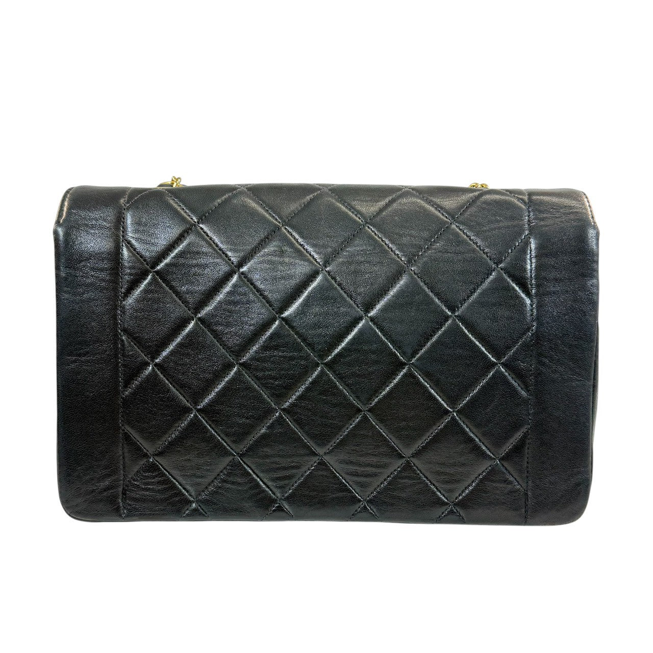 CHANEL ダイアナ マトラッセ チェーンショルダー ラムスキン ブラック　