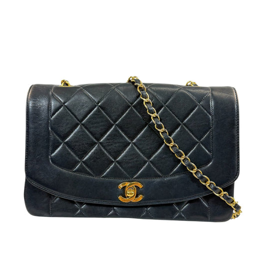 CHANEL ダイアナ マトラッセ チェーンショルダー ラムスキン ブラック　