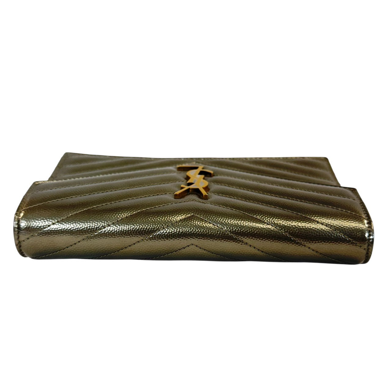 Yves Saint Laurent カサンドラ エンベロープ チェーンウォレット　レザー　ゴールド金具