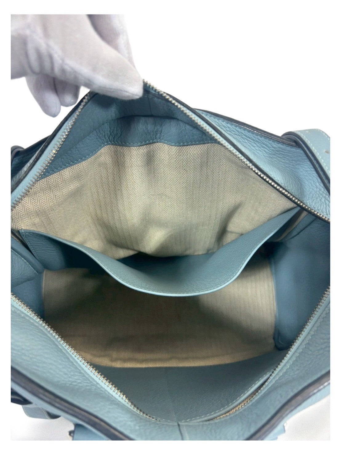 Hermès Pur Sangle 31, □M stamped, 2016, Taurillon Clemence leather, Ciel, silver hardware
