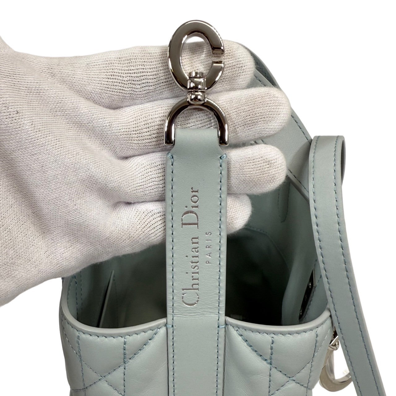 Christian Dior Toujours バーティカル トートバッグ スモール　マクロカナージュ カーフスキン　ペールブルー