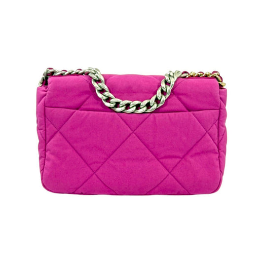 CHANEL シャネル19 サテン 2wayチェーンショルダー ターンロック ピンク